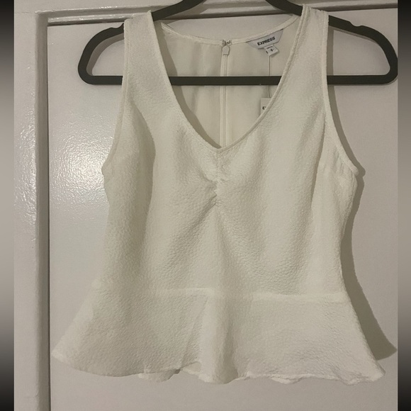Express White Peplum Tank top Size Small NWT - Picture 1 of 11